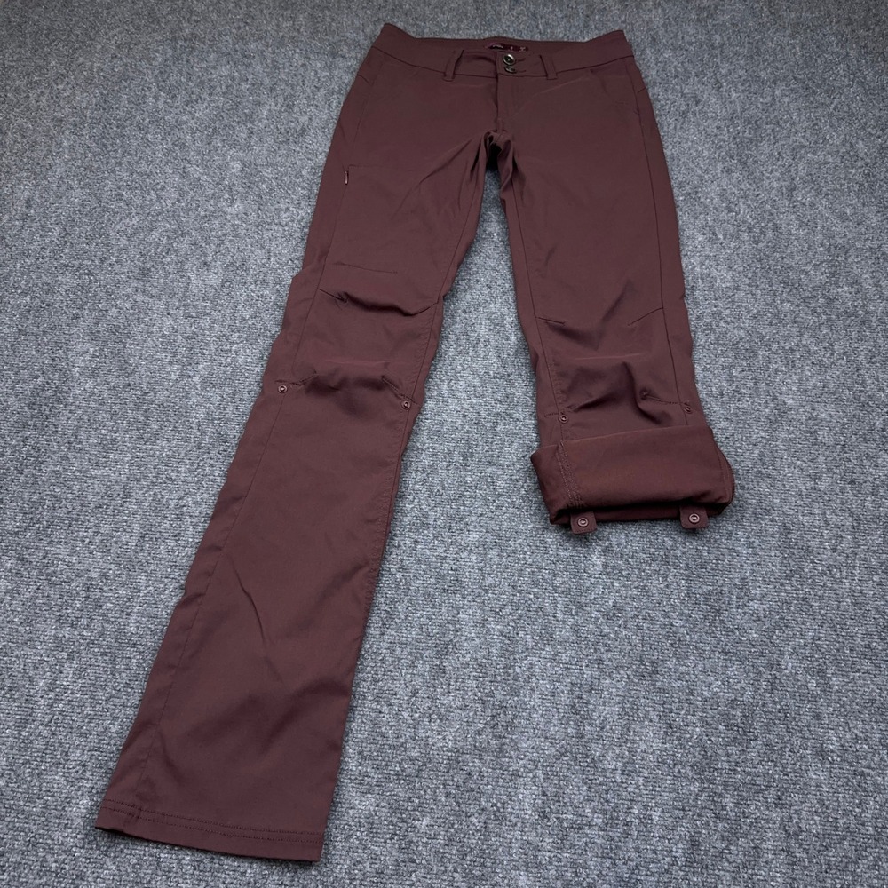 prAna Halle Low-Rise Bootcut Pant Women 0T Tall Raisin Roll-Up Convertible 28x35